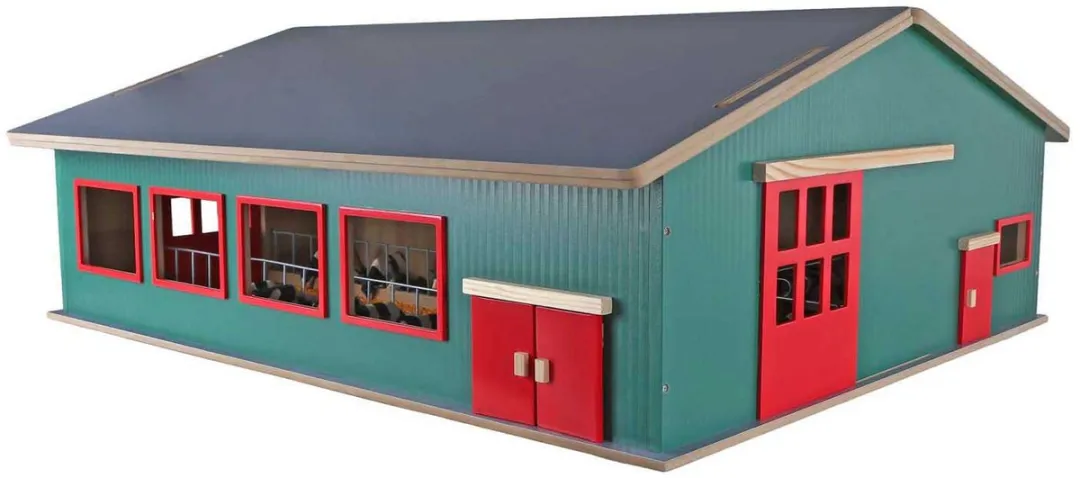 Kids Globe Loopstal met Berging en Weiland 1:32 - Multi kleuren