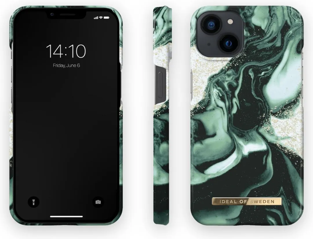 iDeal of Sweden iPhone 14/13 Backcover - Golden Olive Marble