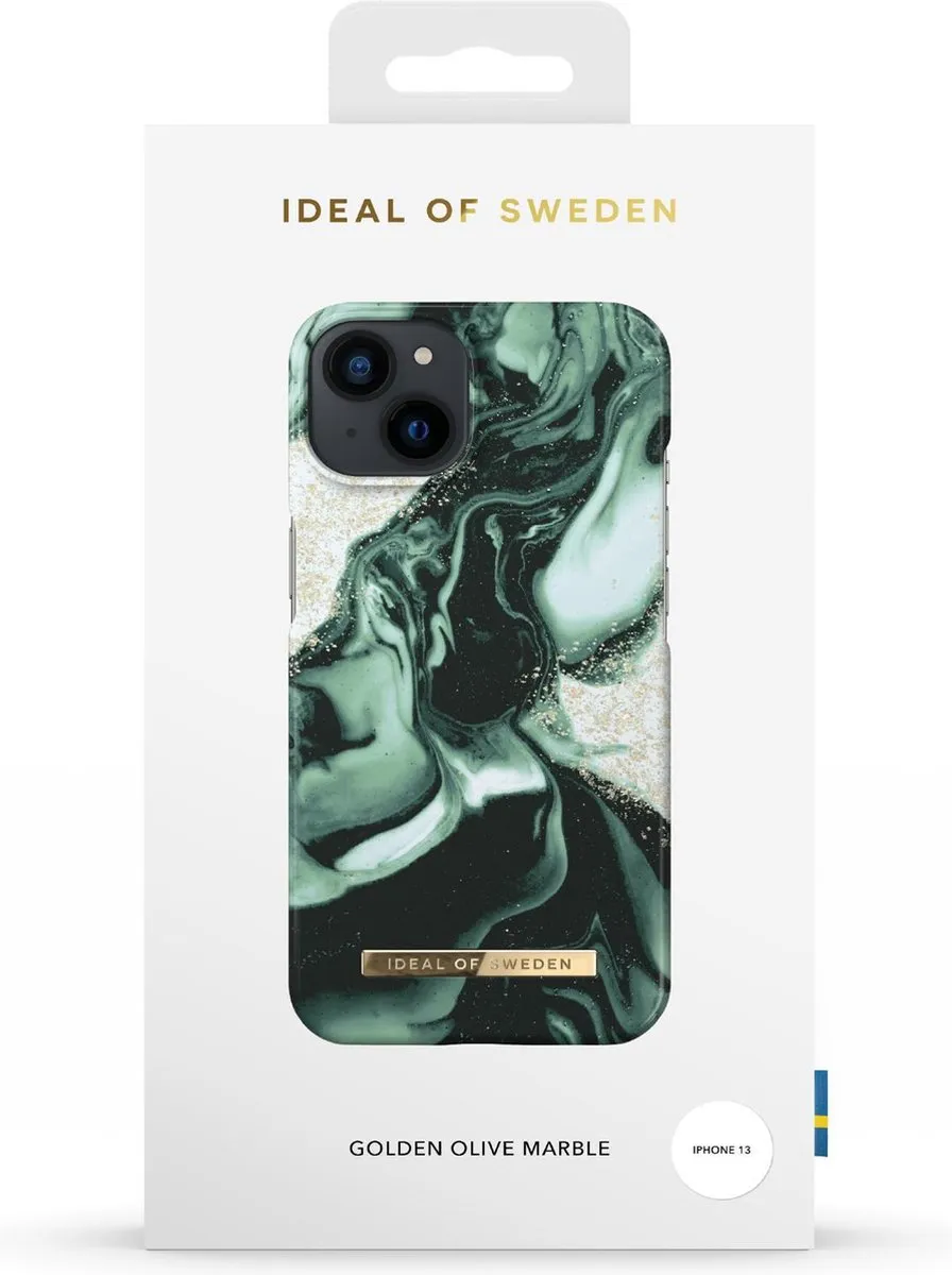iDeal of Sweden iPhone 14/13 Backcover - Golden Olive Marble - afbeelding 6 van 6