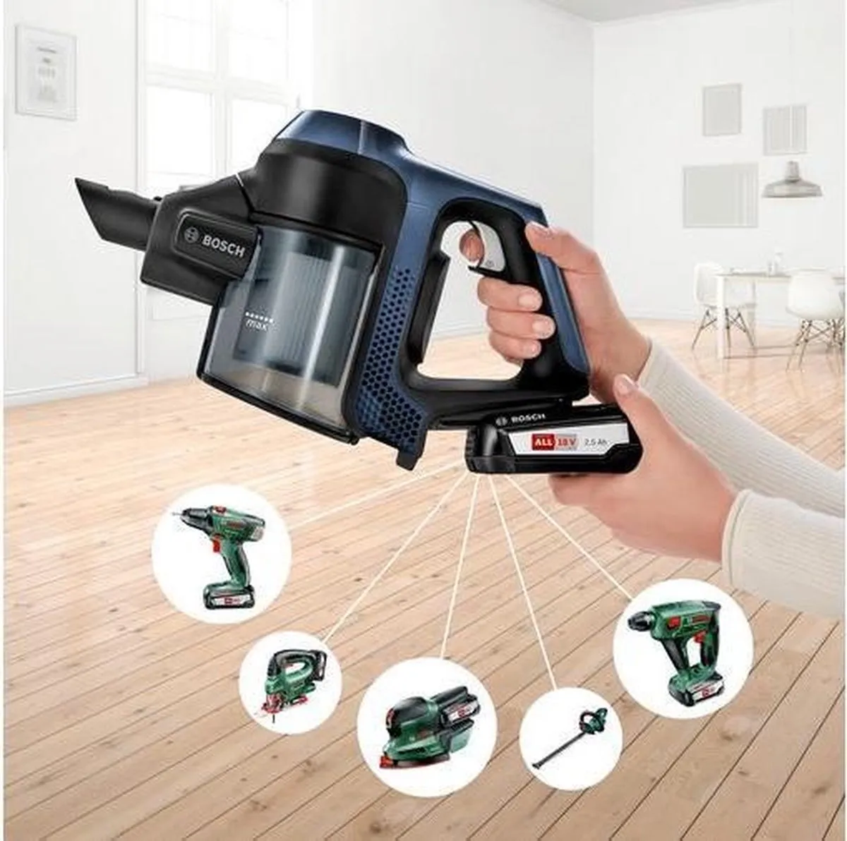 Bosch BCS611P4 Draadloze Steelstofzuiger - Zwart