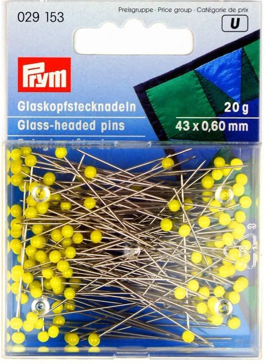 Prym Glaskopspelden 0,60x43mm - Geel - 20g