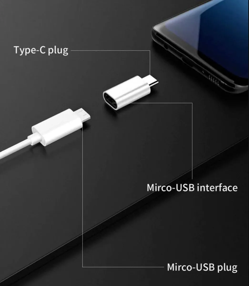 NÖRDIC MIUSB-C Micro-USB naar USB-C Adapter - Zilver