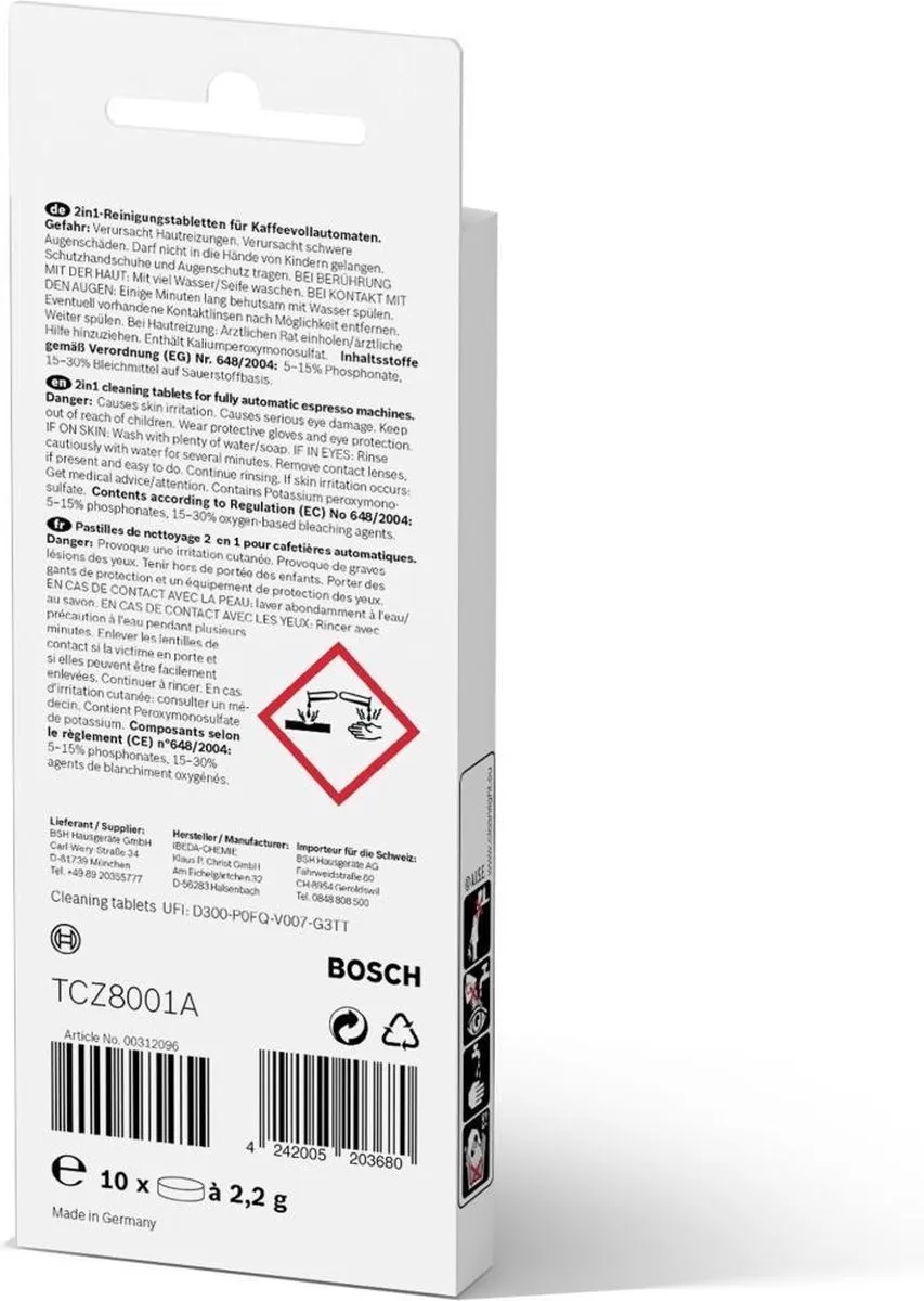 Bosch Vero TCZ8001A Reinigingstabletten - 10 Stuks