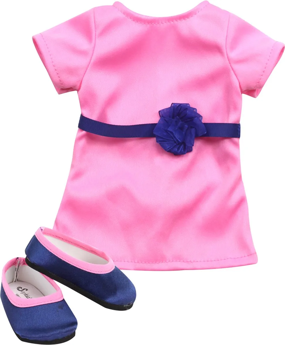 Sophia's by Teamson Kids Pop Brooklyn 45,7cm - Lichtroze jurk Marineblauwe schoenen