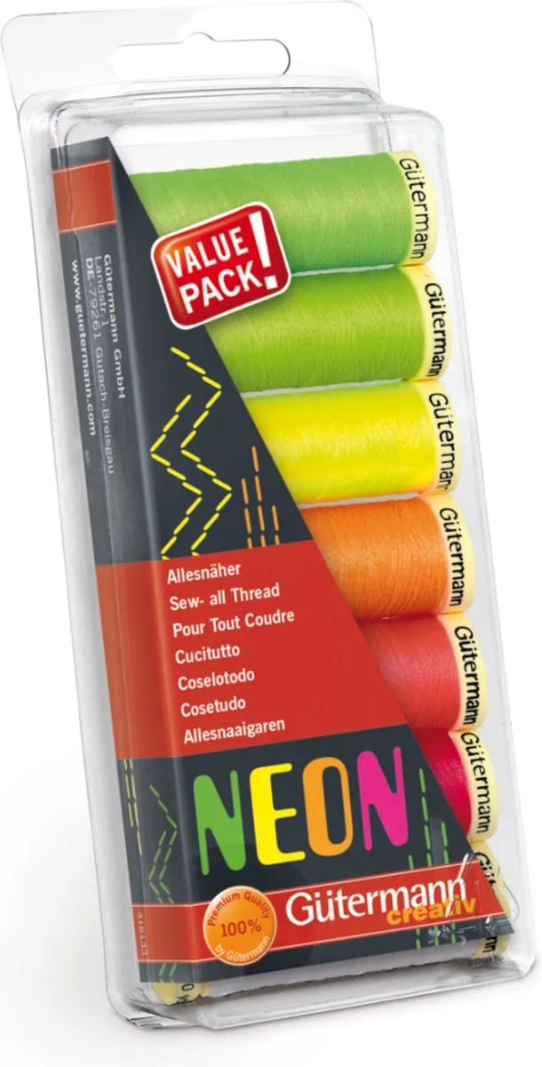 Gutermann Neon Naaigaren 7x100m - 7 Kleuren