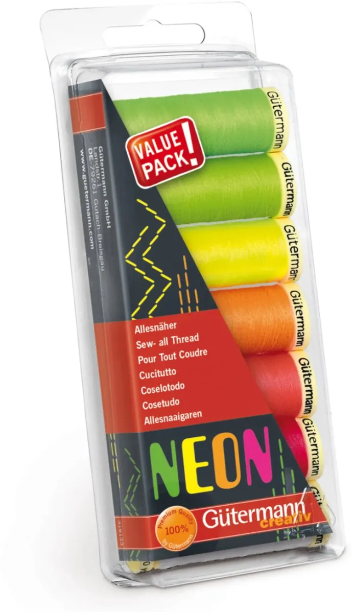 Gutermann Neon Naaigaren 7x100m - 7 Kleuren