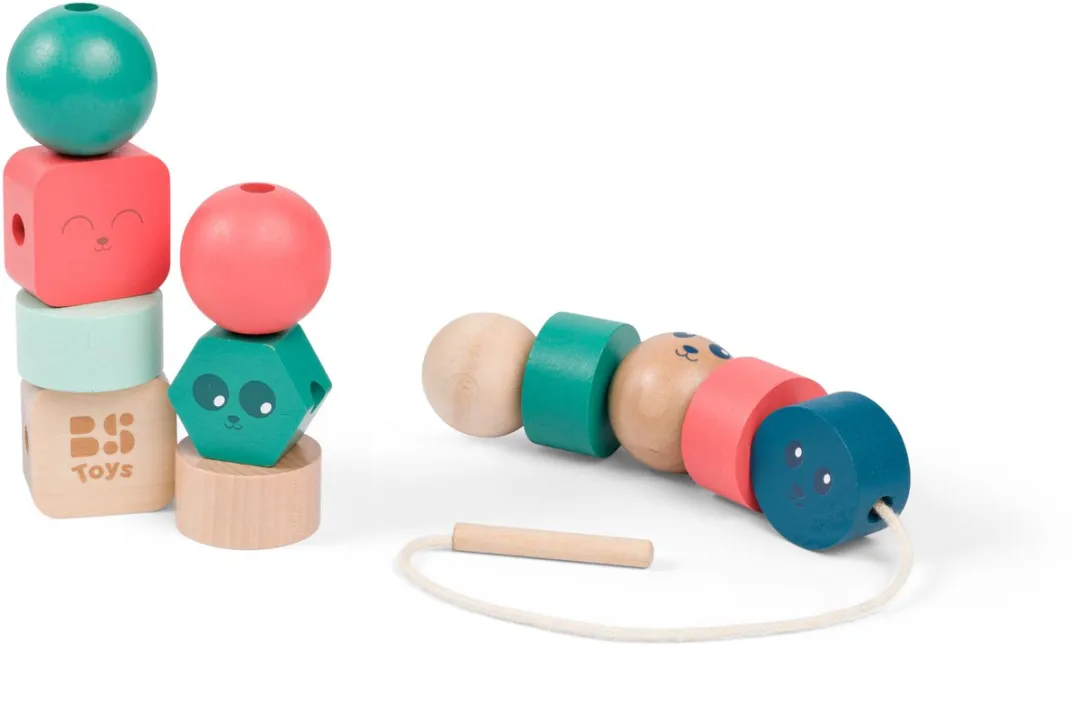 BS Toys Junior Beads GA533 Houten Kralen Rijtje - 12 Stuks