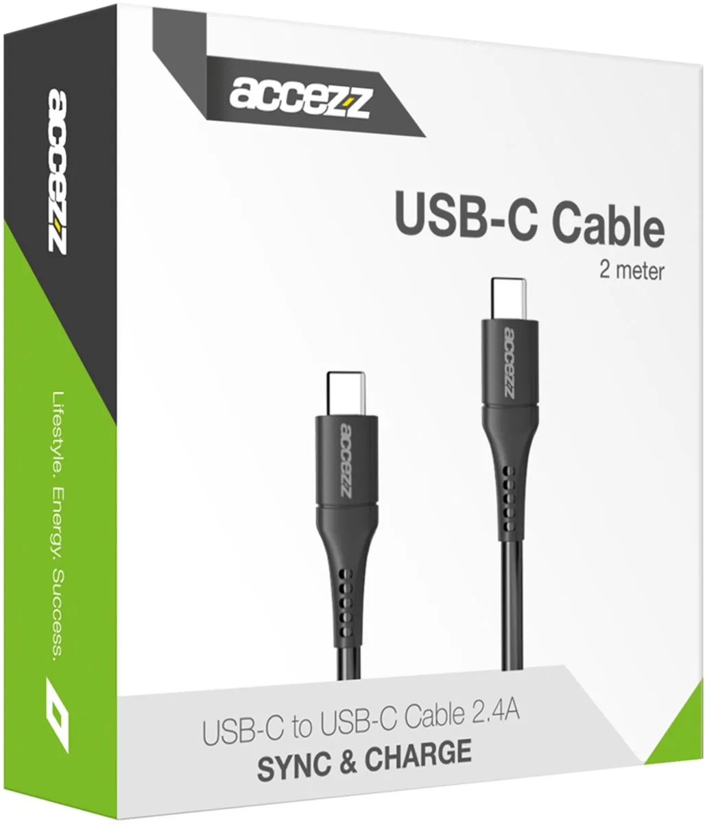 Accezz USB C naar USB C Kabel SH00058480 - 2m - 60W - Wit