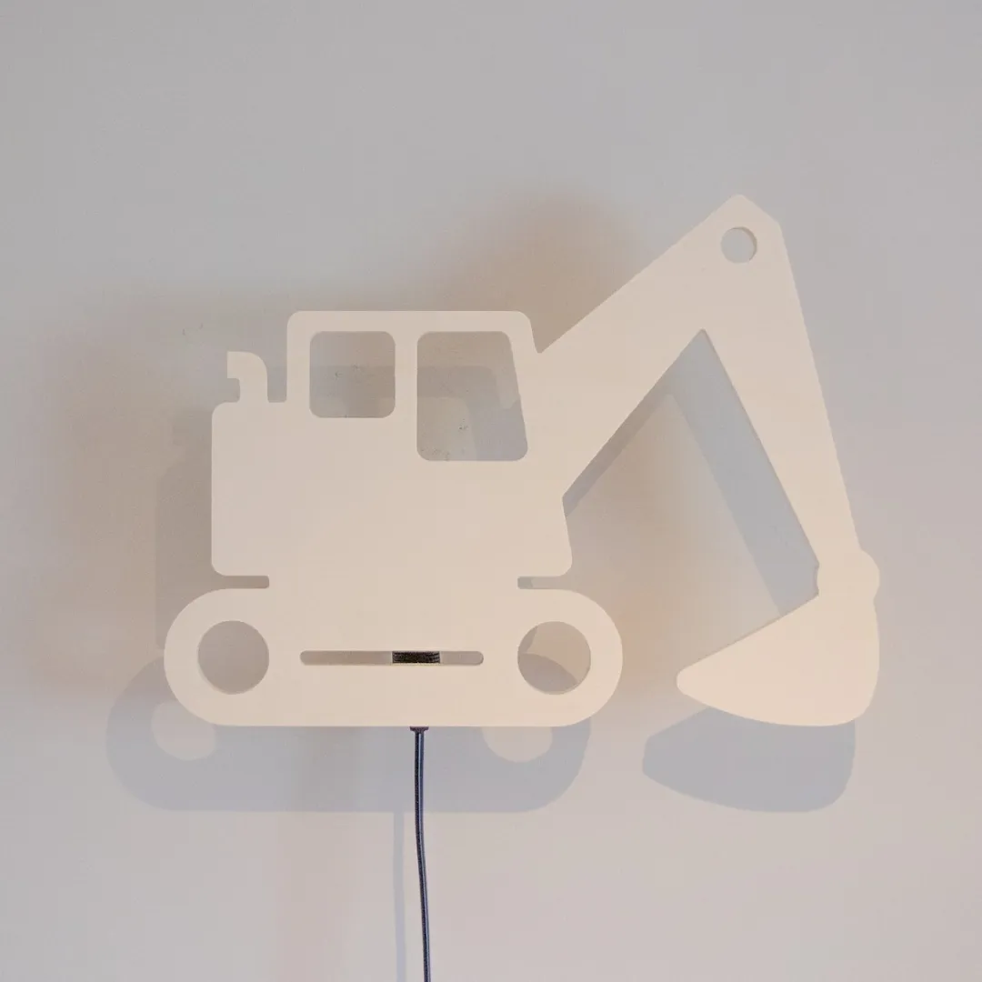 TreeToys Houten Wandlamp Graafmachine - 1 Lichtpunt