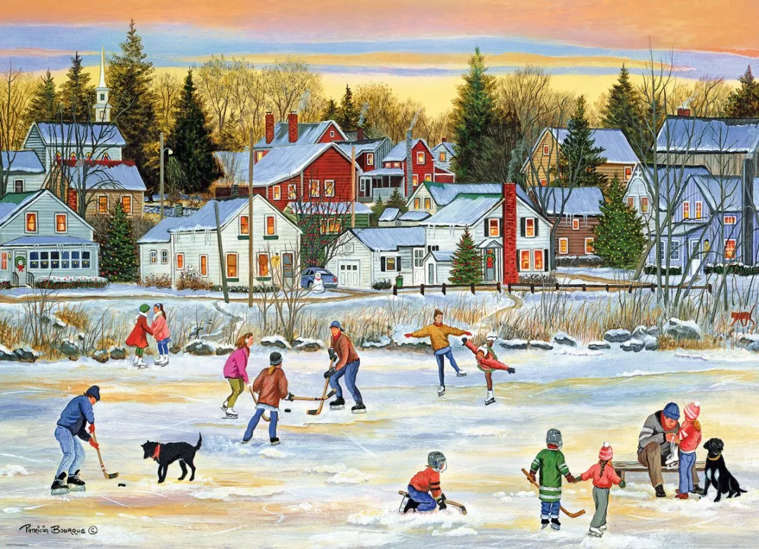 Eurographics Patricia Bourque Evening Skating 1000 Puzzel - Meerkleurig