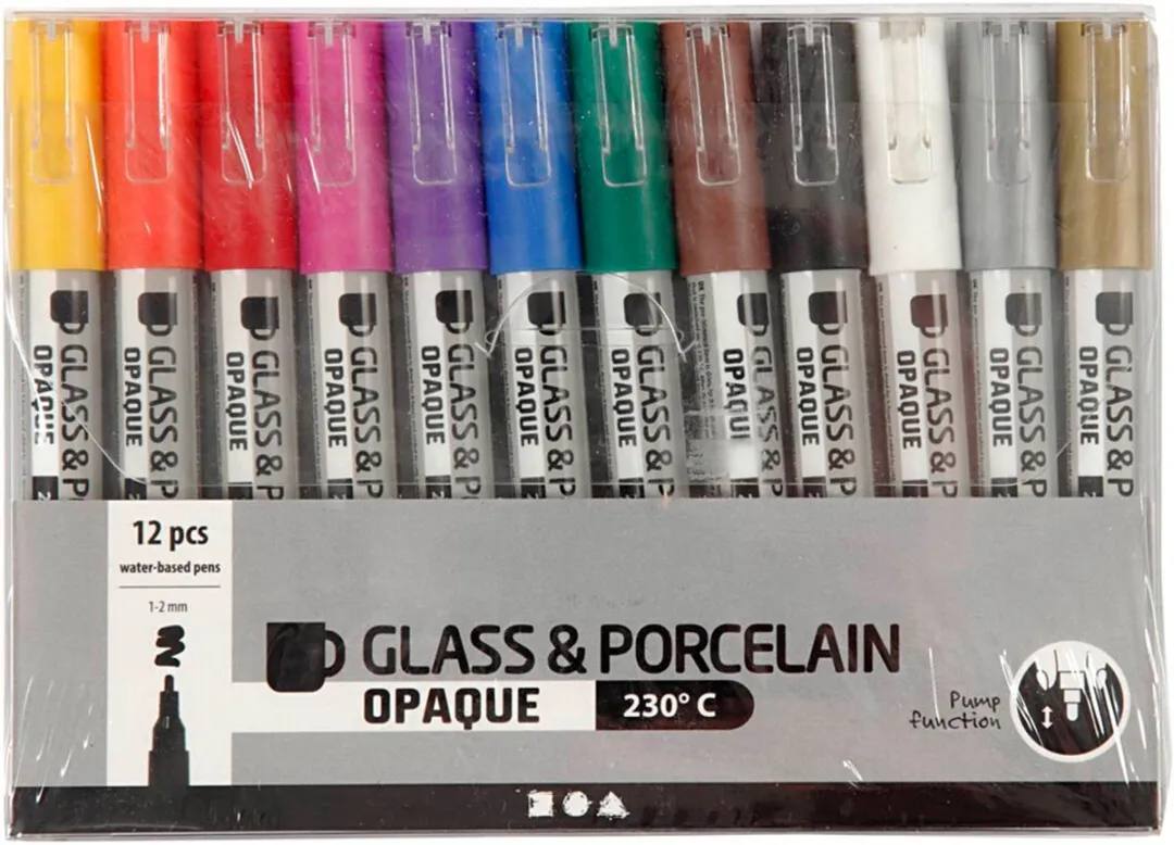 Creativ Company Glas- en Porseleinstift Set - 12 Stuks Multikleur
