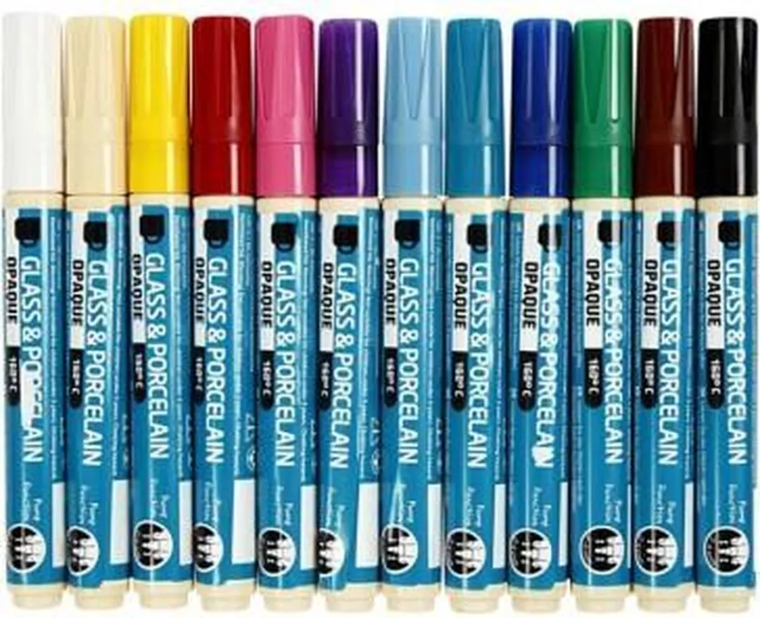 Creativ Company Glas- en Porseleinstift Set - 12 Stuks Multikleur