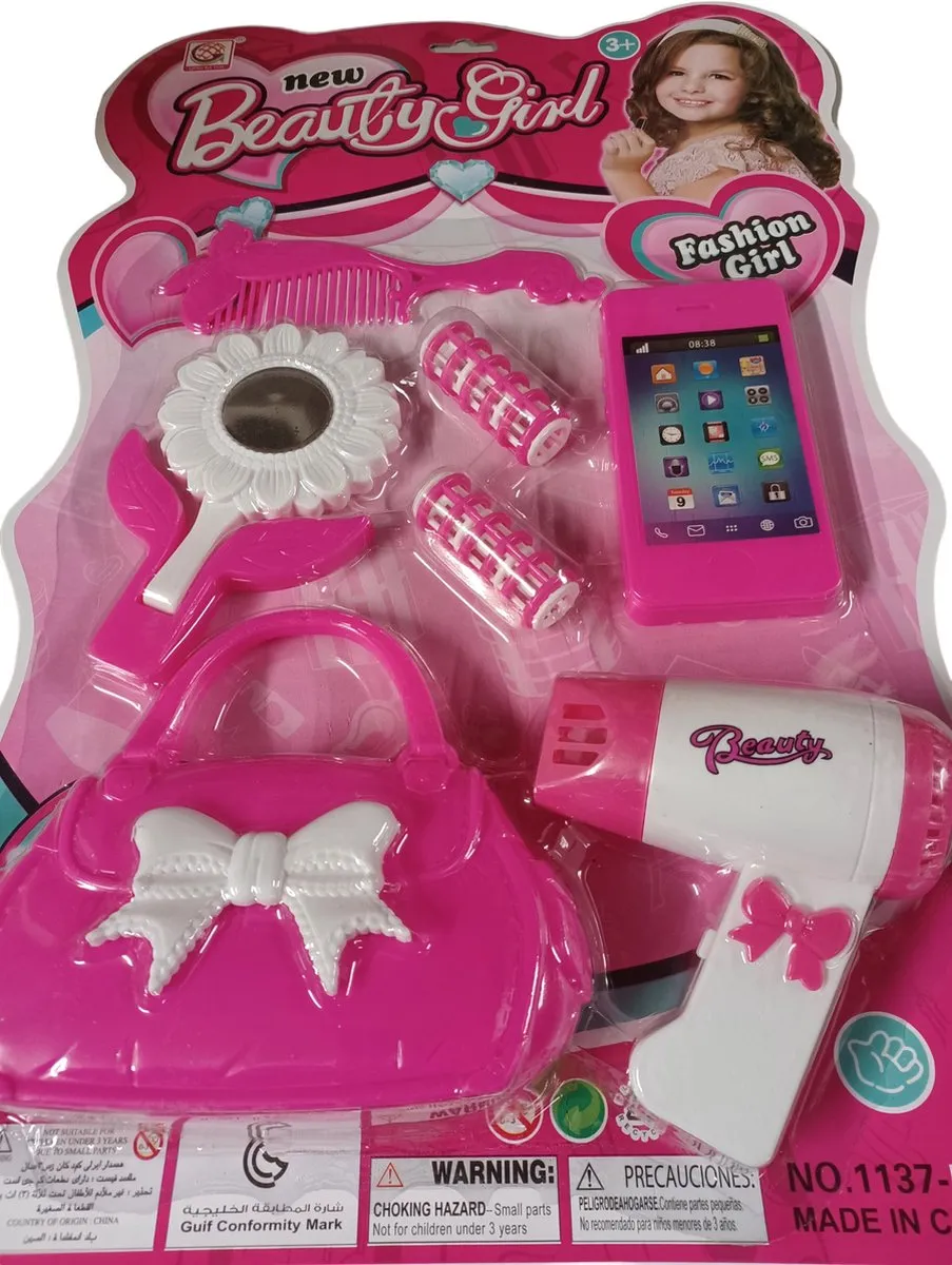 Beaty Girl set - op kaart - duo set - 1x rose tasje set & 1x Wit tasje set