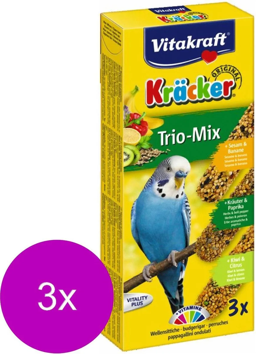 Vitakraft Parkiet Kracker 3 Stuks - Kiwi, Vijg & Banaan