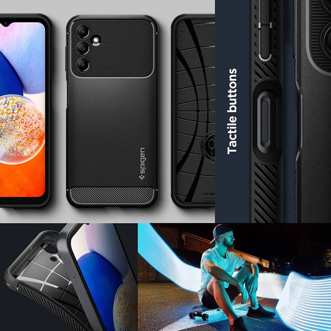 Spigen Rugged Armor ACS05847 Hoesje - Samsung Galaxy A14 5G - Zwart