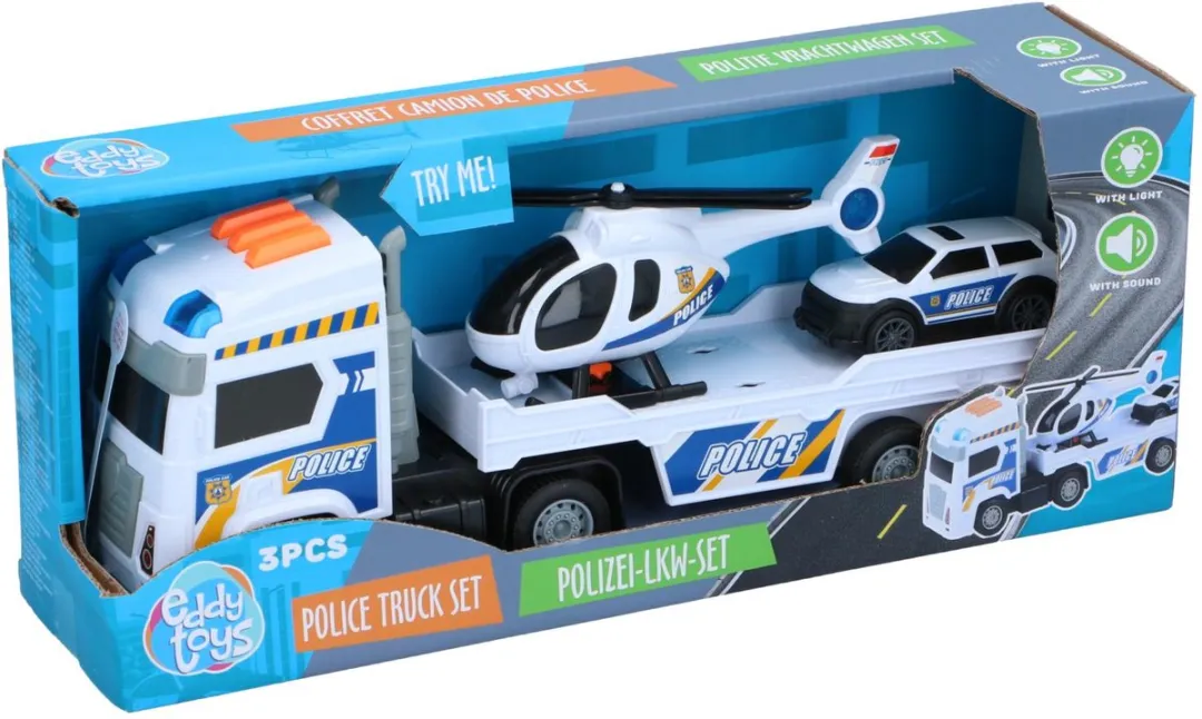 Eddy Toys Politie Vrachtwagen Set 3 Stuks - 38cm