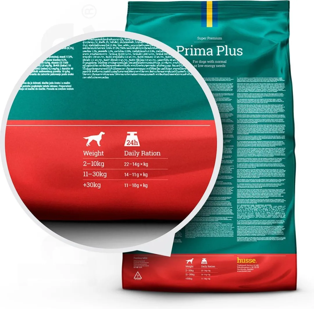 Husse Prima Plus - Hondenvoer Droog, Hondenbrokken, Droogvoer, Hondenvoeding - 100% Natuurlijk - 12 kg