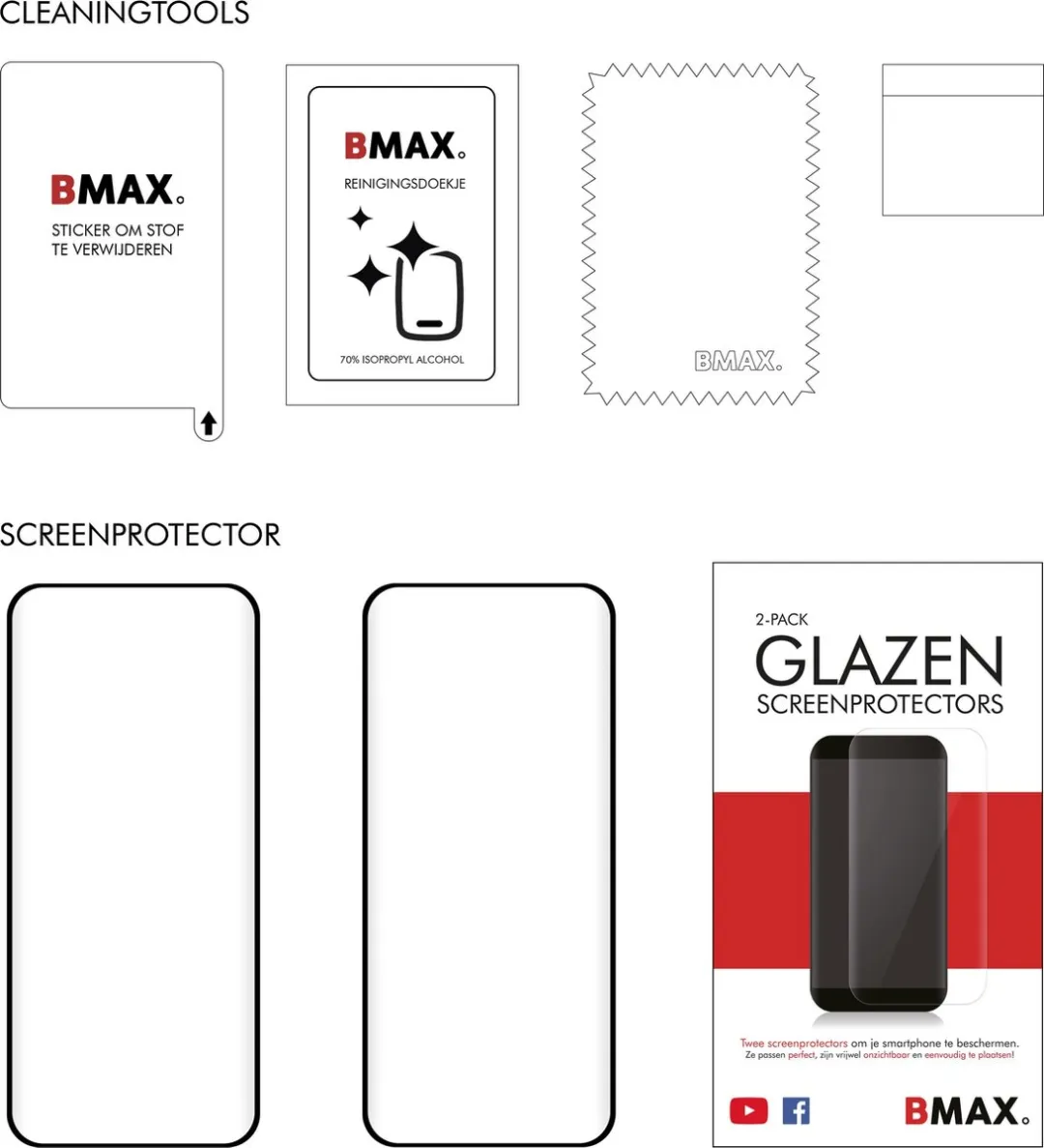 BMAX Screenprotector Xiaomi Mi 11 - 2 Stuks - Zwart