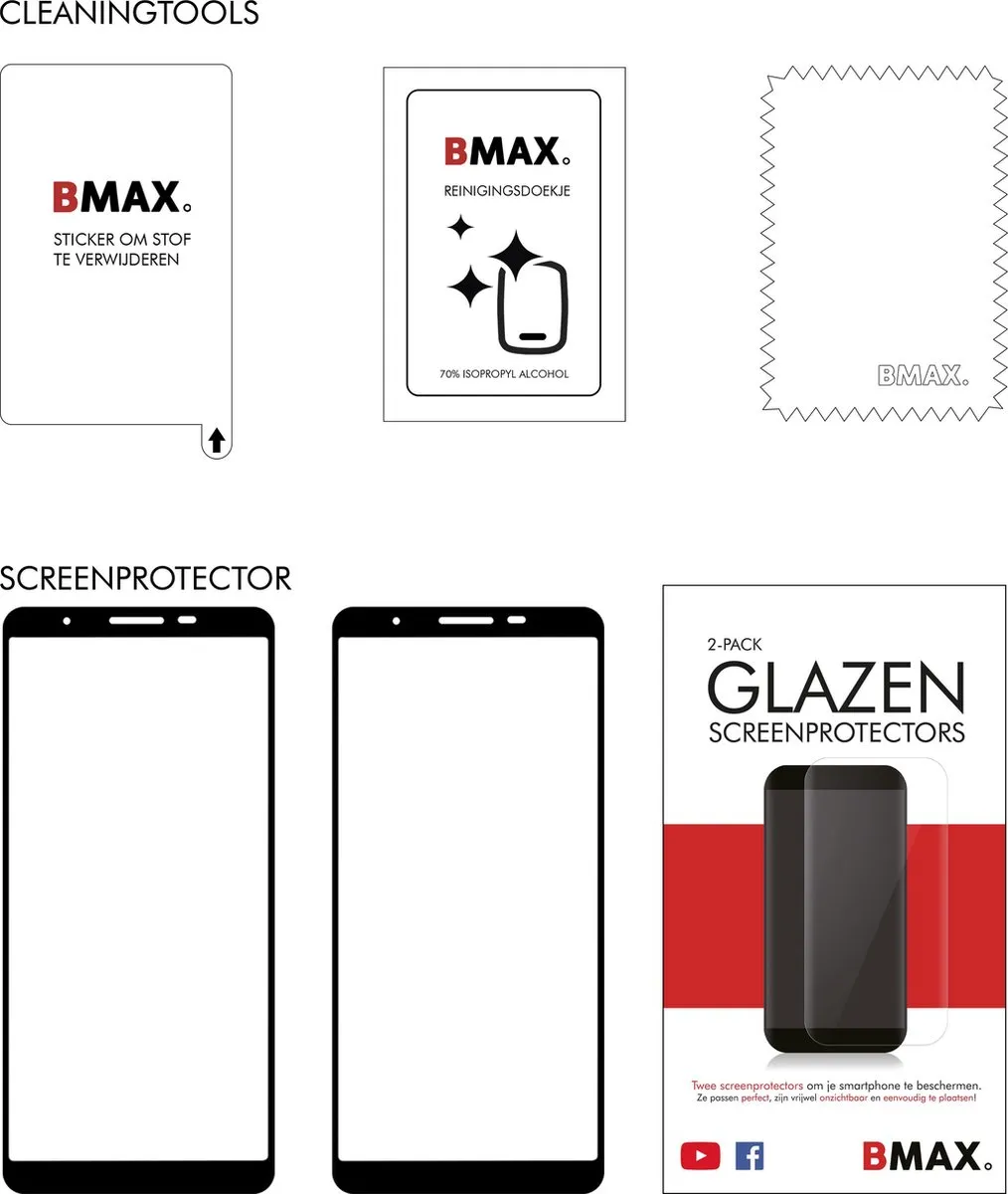 BMAX Screenprotector Samsung Galaxy A01 Core - 2 Stuks - Zwart