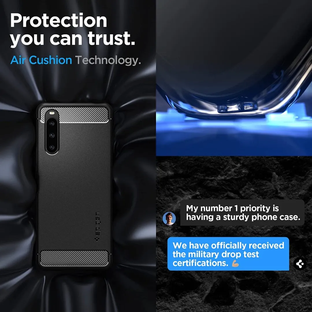 Spigen Rugged Armor ACS06202 Hoesje - Sony Xperia 10 V - Zwart - afbeelding 6 van 6