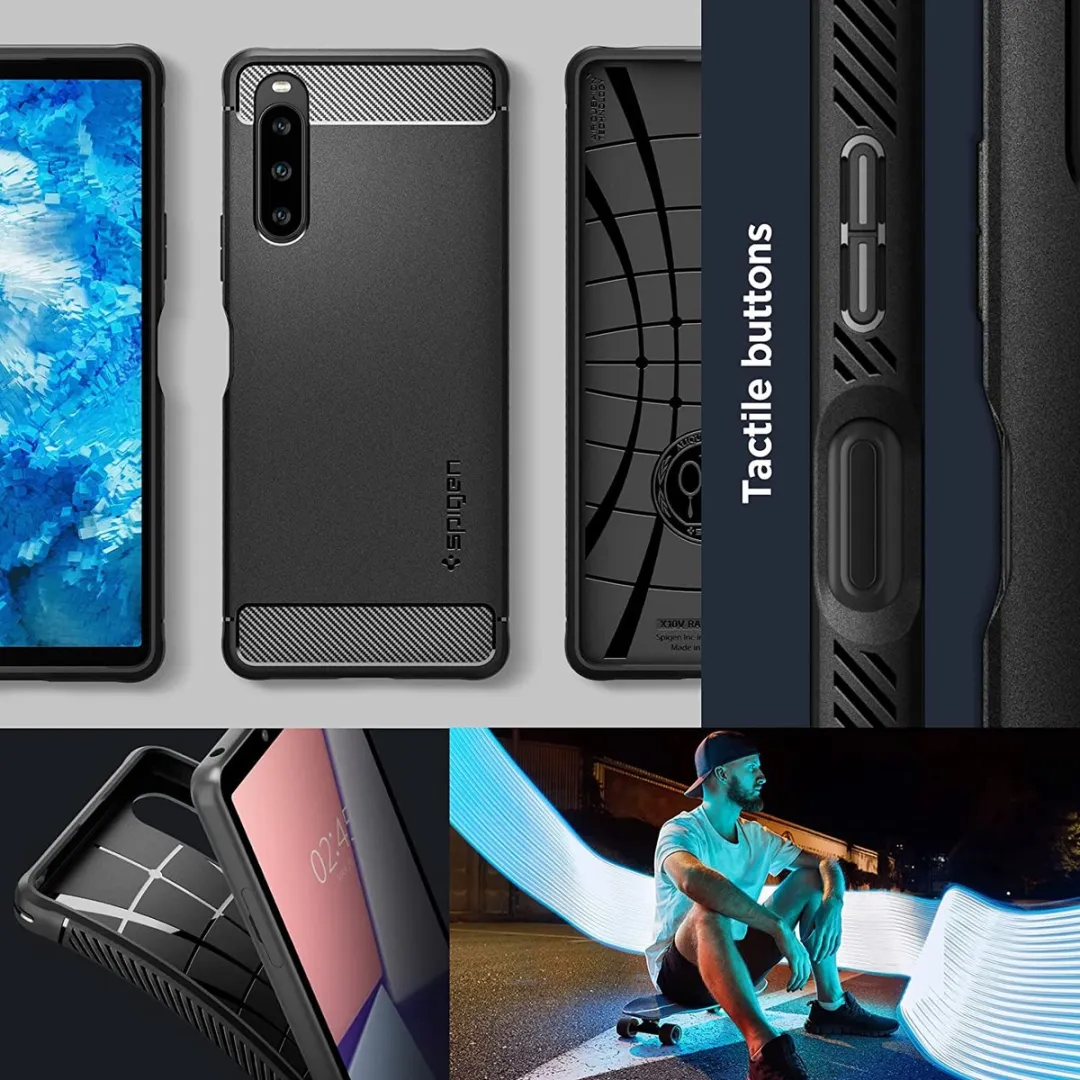Spigen Rugged Armor ACS06202 Hoesje - Sony Xperia 10 V - Zwart