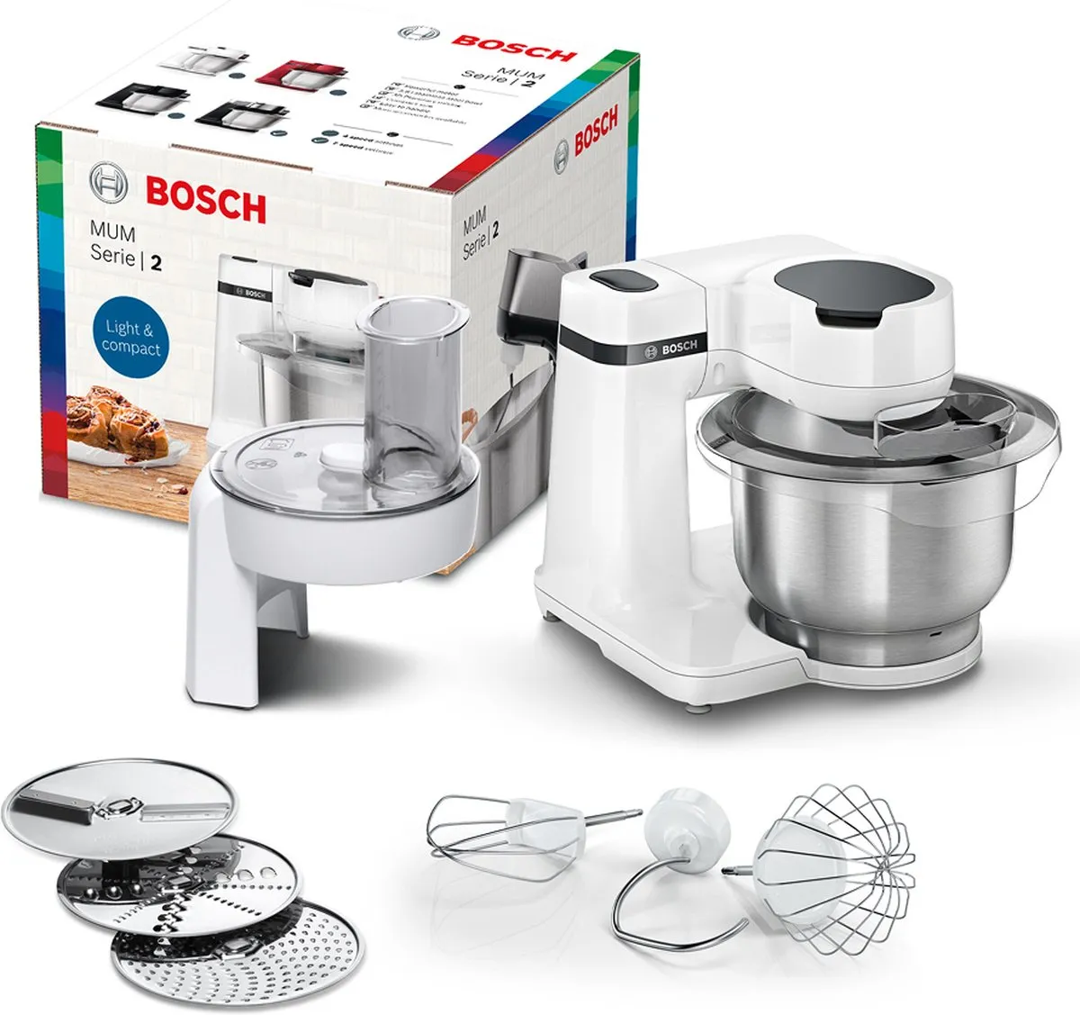 Bosch MUM Serie 2 MUMS2EW01 Keukenmachine 700W - 3 Snijschijven - Wit