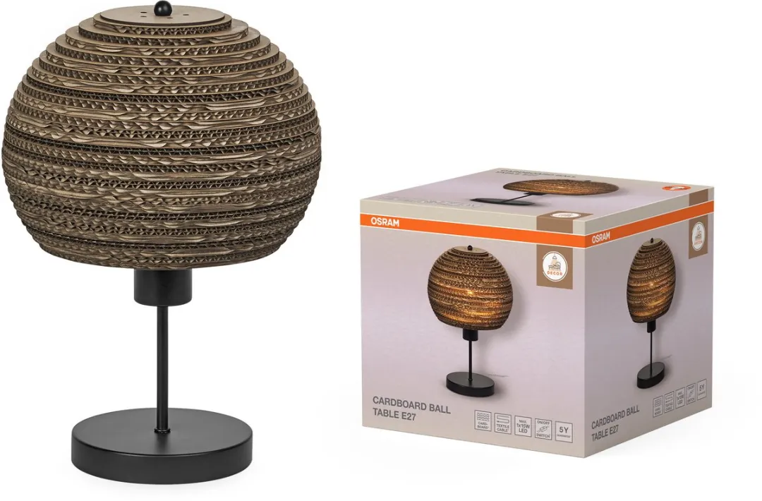 Osram Decor Cardboard Ball Tafellamp - E27 - Ø26cm - Bruin