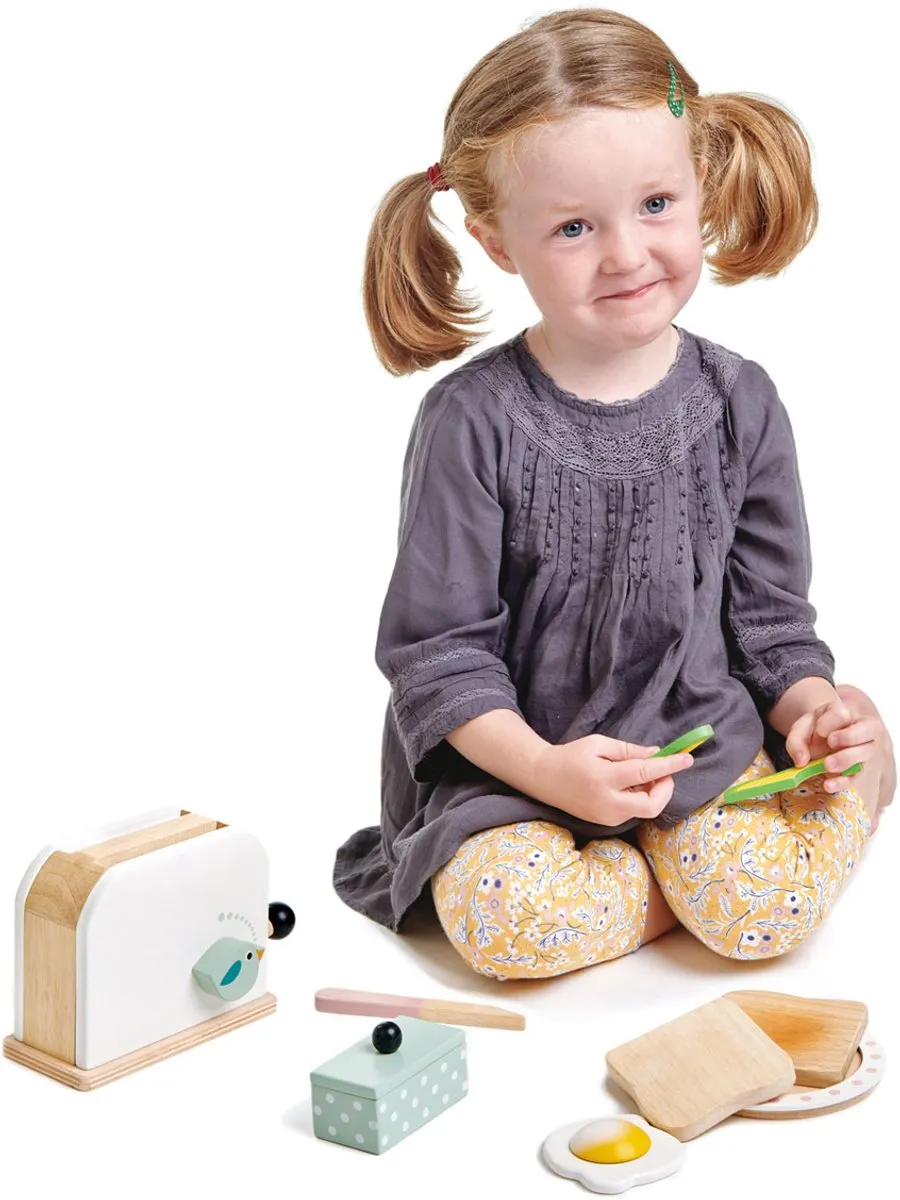 Tender Leaf Toys Ontbijtset Toaster 18,5cm - Hout - 10-delig
