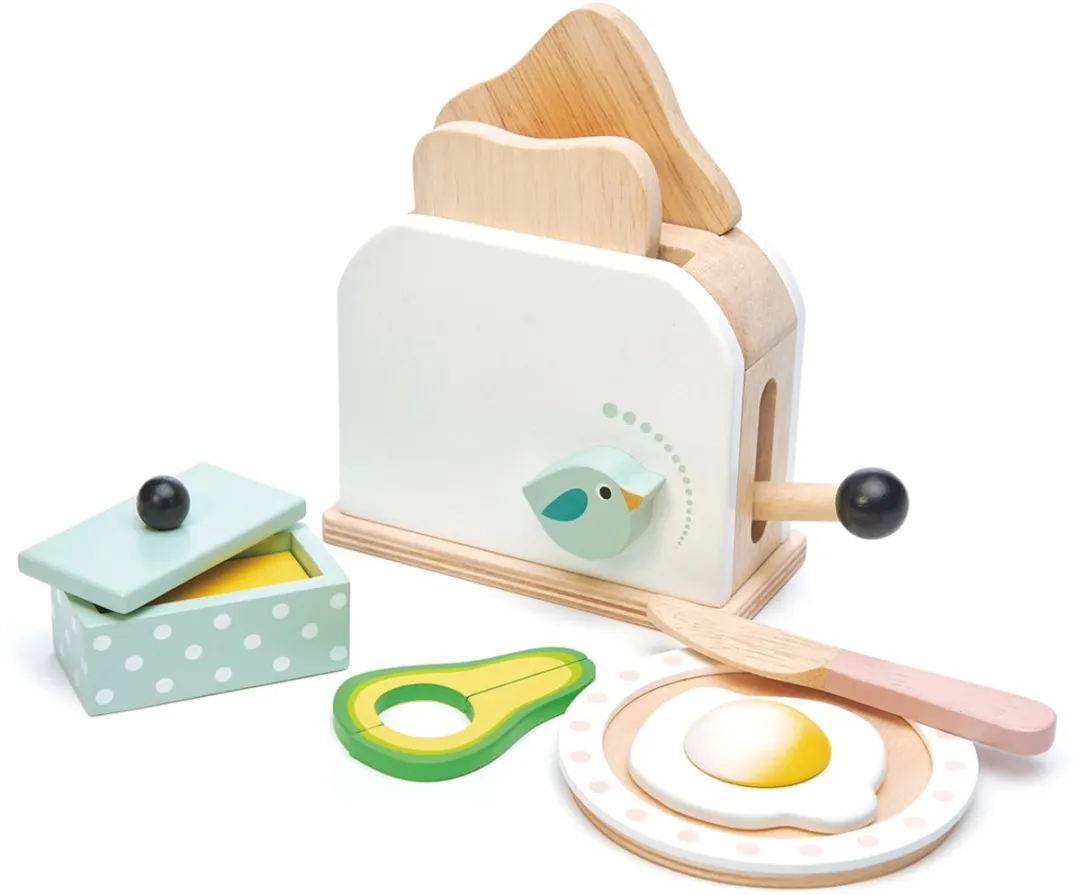 Tender Leaf Toys Ontbijtset Toaster 18,5cm - Hout - 10-delig
