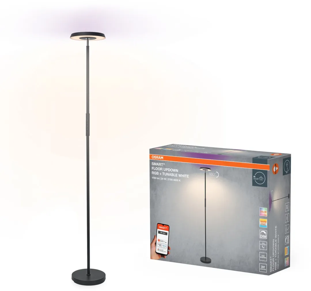 Osram Smart+ Wifi Floor UpDown RGB Wand- en Vloerlamp - 13,5W 2165lm - Zwart