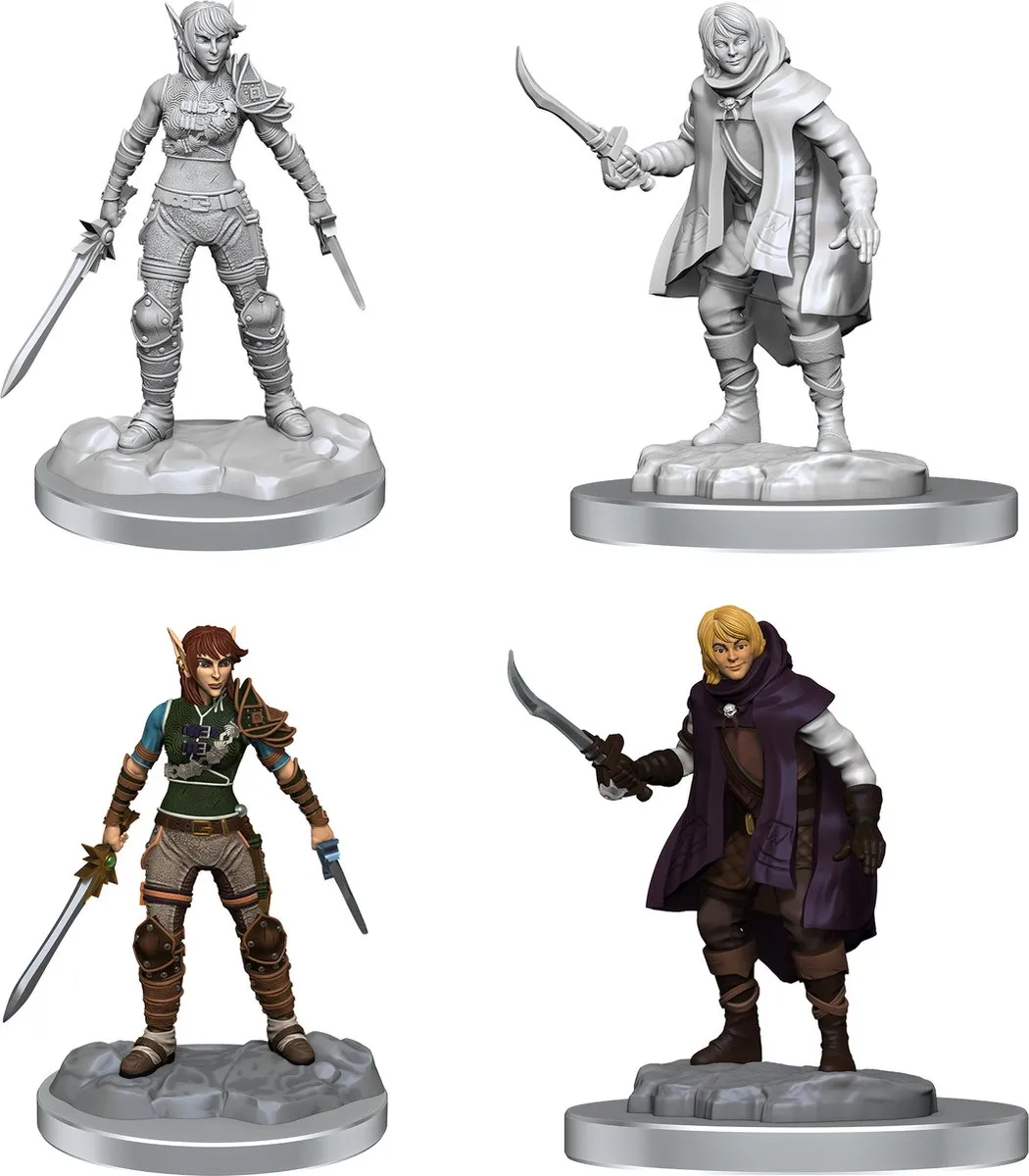 Wizkids D&D Nolzur's Marvelous Miniatures Elf Rogue & Half-elf Protégé - 2 Stuks - Grijs