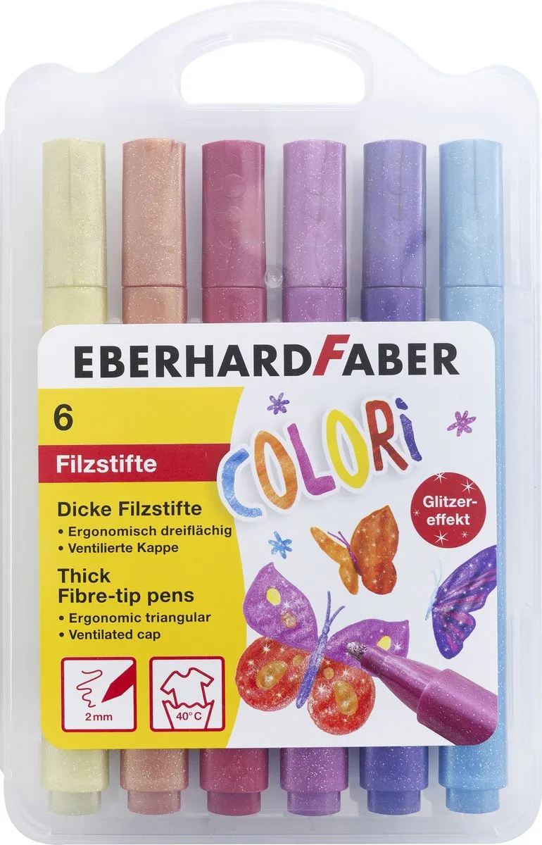 Eberhard Faber Jumbo Viltstiften EF-551214 - 6 Kleuren Glitter