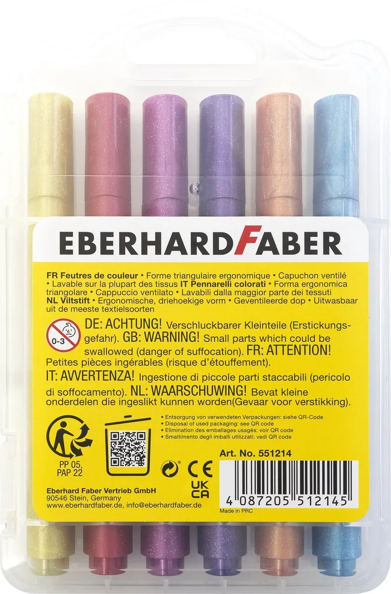 Eberhard Faber Jumbo Viltstiften EF-551214 - 6 Kleuren Glitter