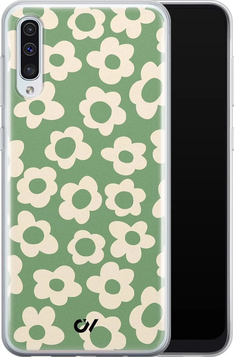 Casevibes Hoesje Samsung Galaxy A50 Retro Cute Flowers - Groen - S/A50/UV/020