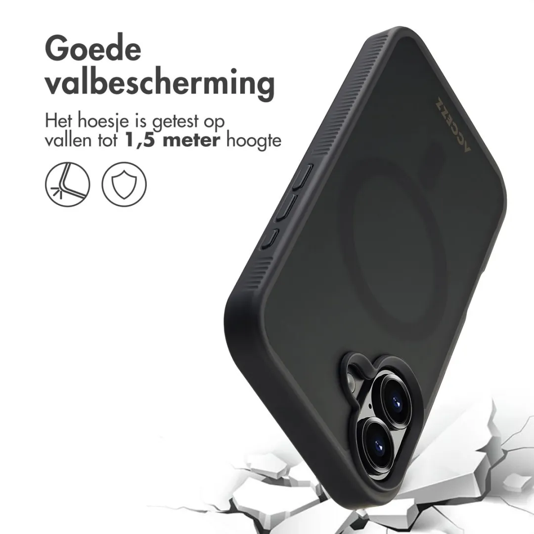 Accezz iPhone 16 MagSafe Hoesje - Frosted Backcover Zwart