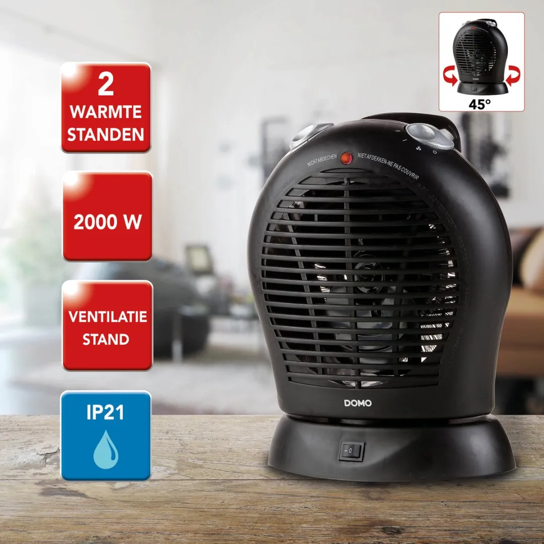 Domo DO7324F Warmeluchtblazer 2000W - Zwart