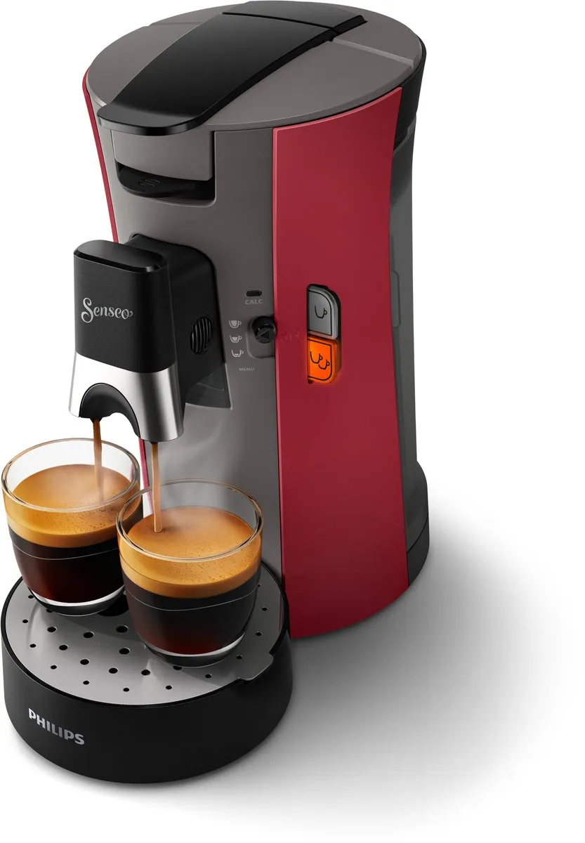 Philips Senseo CSA240/91 Koffiezetapparaat - 2 Kopjes - 0,9L - Zwart/Rood
