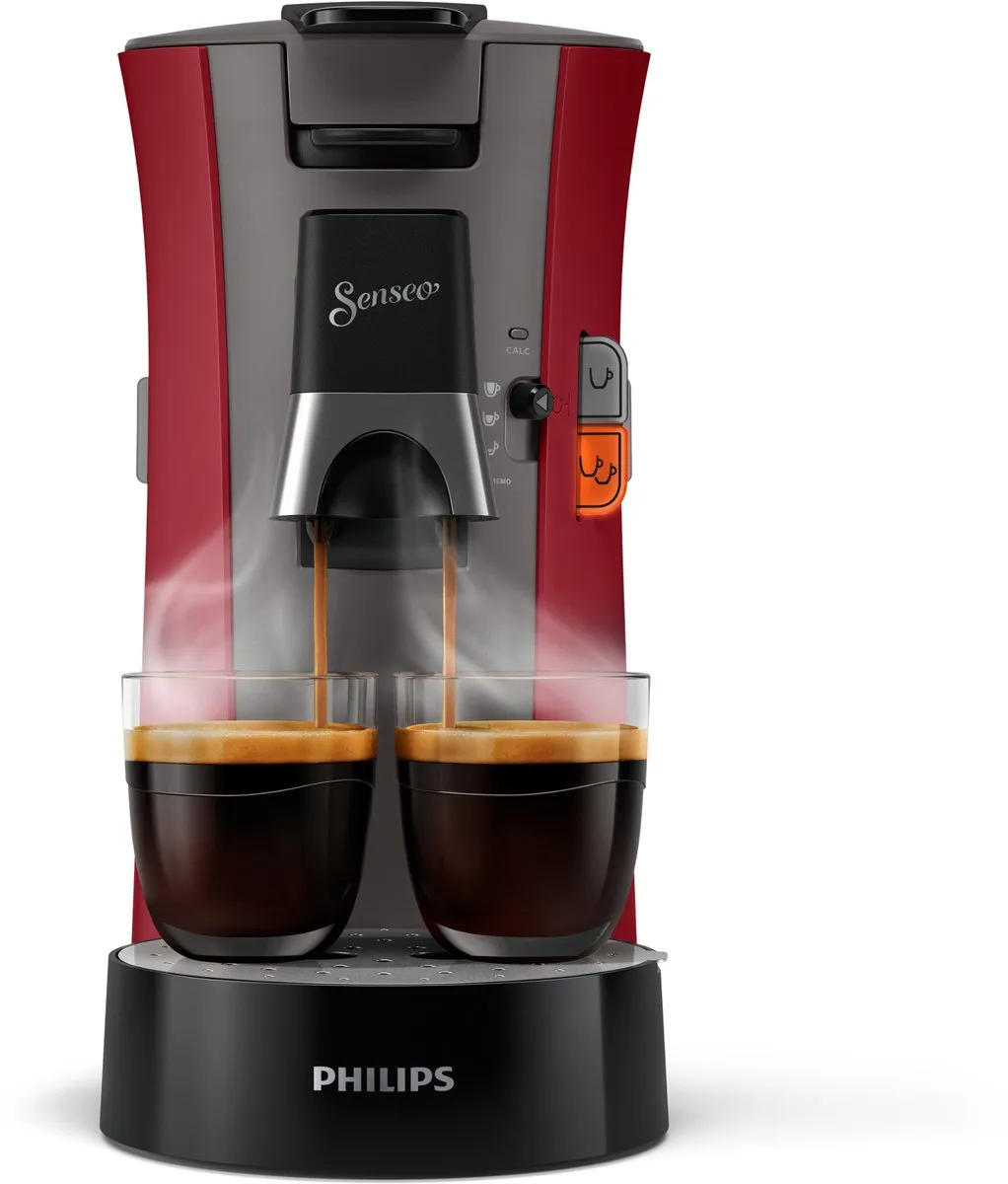 Philips Senseo CSA240/91 Koffiezetapparaat - 2 Kopjes - 0,9L - Zwart/Rood