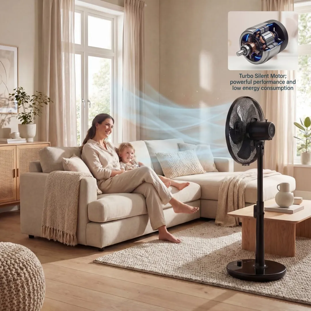 Princess DC Staande Ventilator - Extra Stil - ⌀40cm - 24 snelheden – 4 windmodi – 1‑24 uur timer – 90° Oscillatie – Met Afstandsbediening - 354860