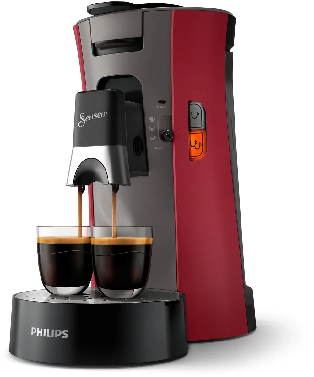 Philips Senseo Select CSA240/90 Koffiepadmachine - 2 Kopjes - Rood & Grijs