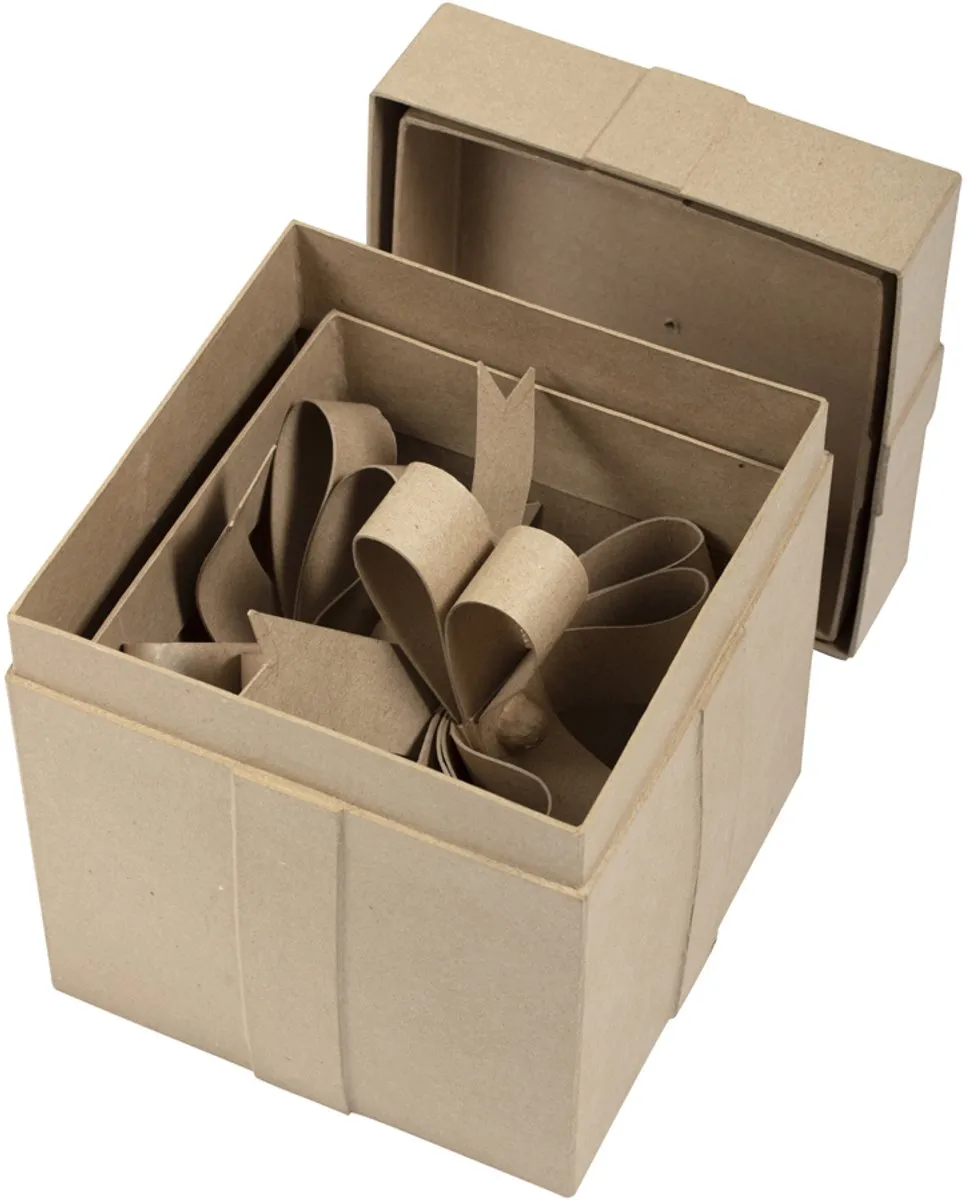 Decopatch Vierkante Geschenkdozen - 2 Stuks Kraft