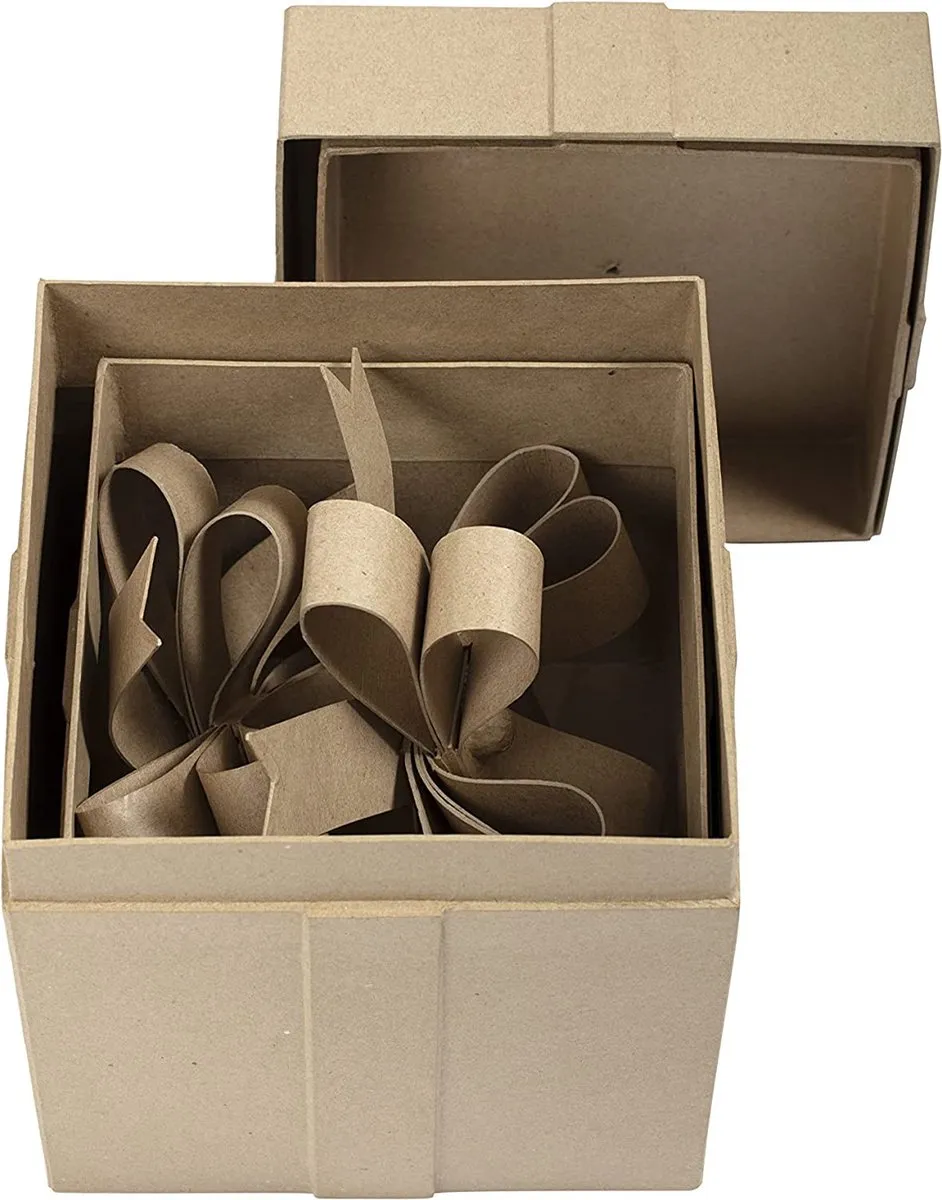 Decopatch Vierkante Geschenkdozen - 2 Stuks Kraft