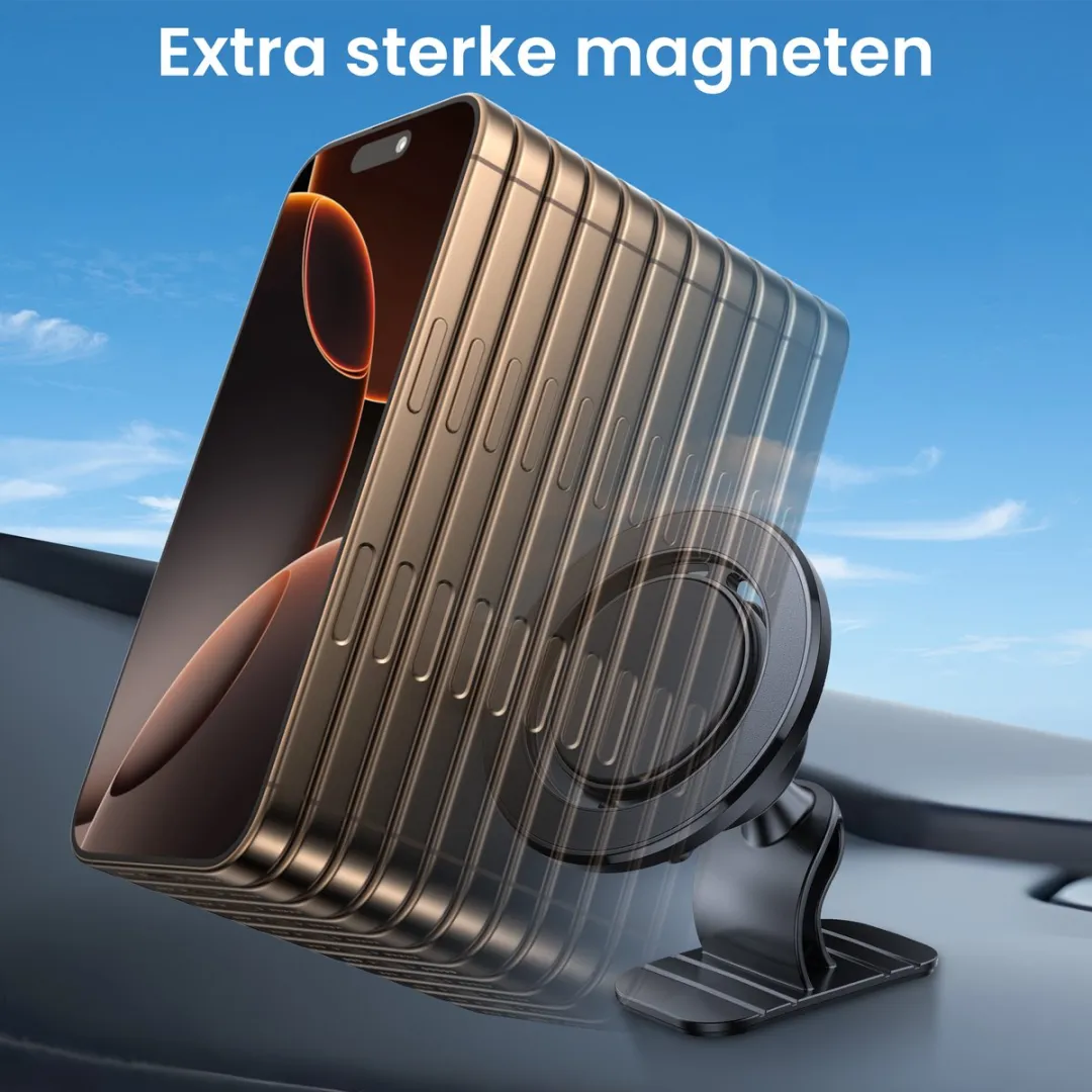 Caliber CNC19 MagSafe Autohouder - 360° Draaibaar - Zwart