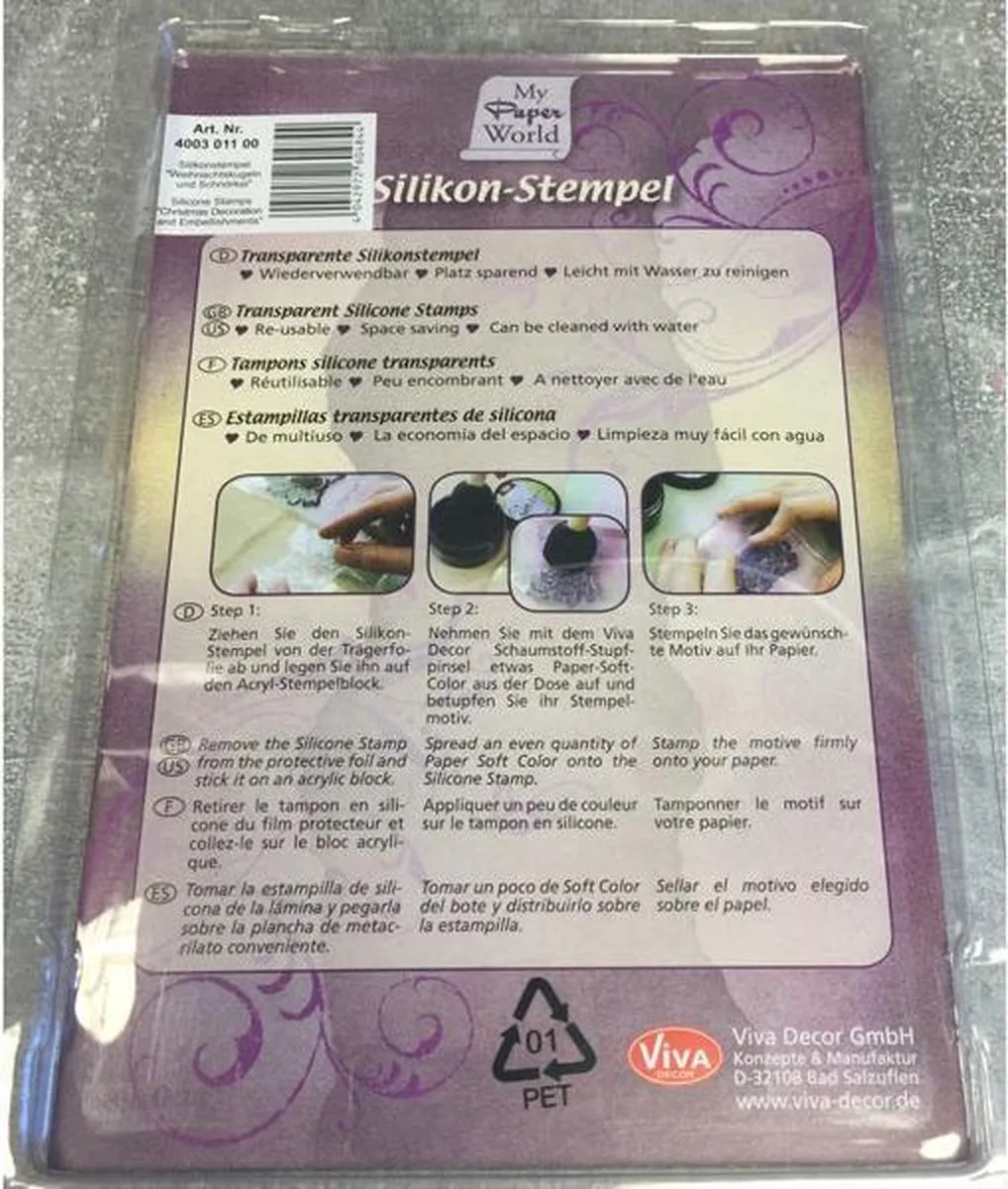 Viva Decor My Paper World 3D Clearstamps Kerstklok - 6 Stuks - Transparant