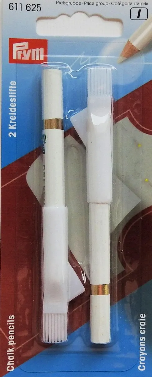 Prym Krijtpotlood met borsteltje Wit - 2 Stuks