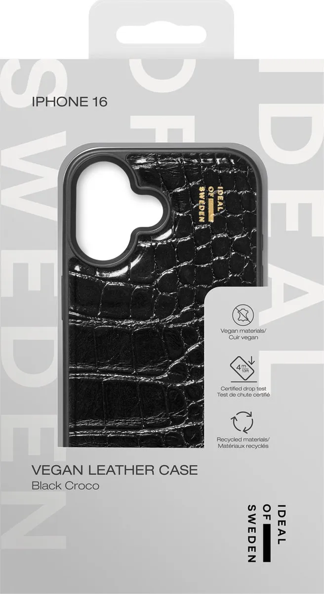 iDeal of Sweden iPhone 16 Vegan Leather Backcover IDVLC-I2461-334 - Zwart