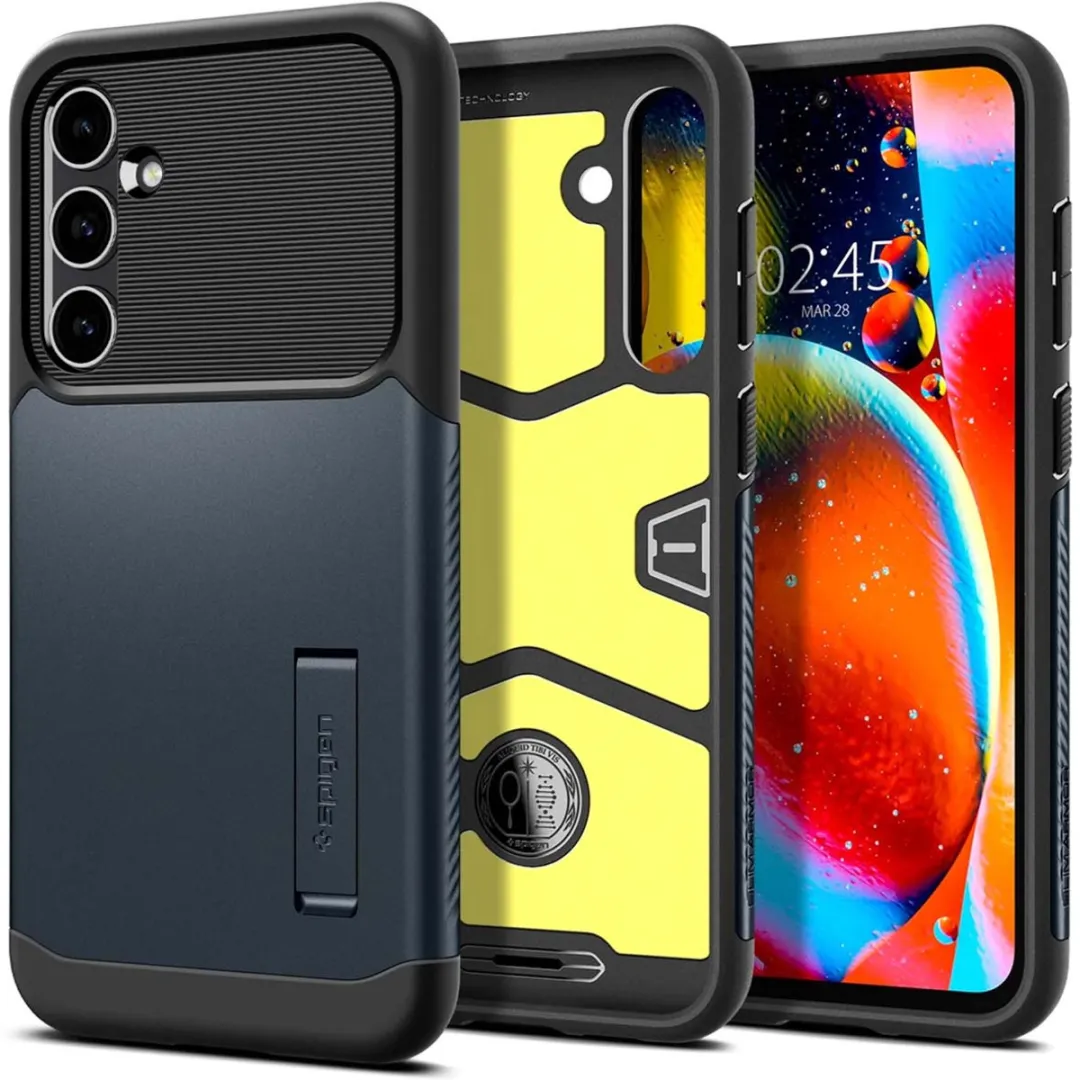 Spigen Slim Armor Hoesje ACS06378 - Samsung Galaxy S23 FE - 2 Pasjes - Zwart/Grijs