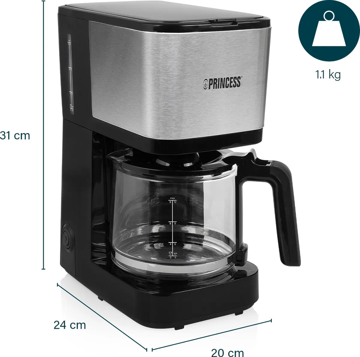 Princess Compact 12 Filterkoffiezetapparaat 1.25L - Zwart - afbeelding 6 van 6