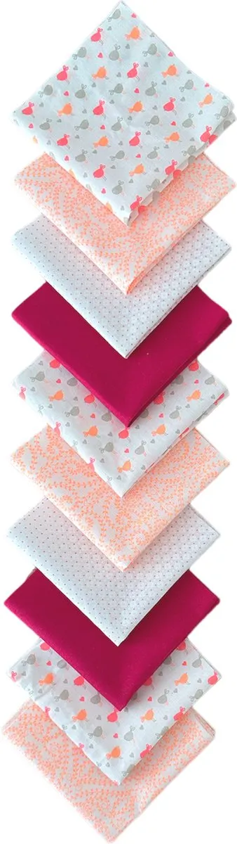 BINK Bedding Quilt Patchwork Birdie Lapjes - 10 Stuks - 25x25cm - 100% Katoen