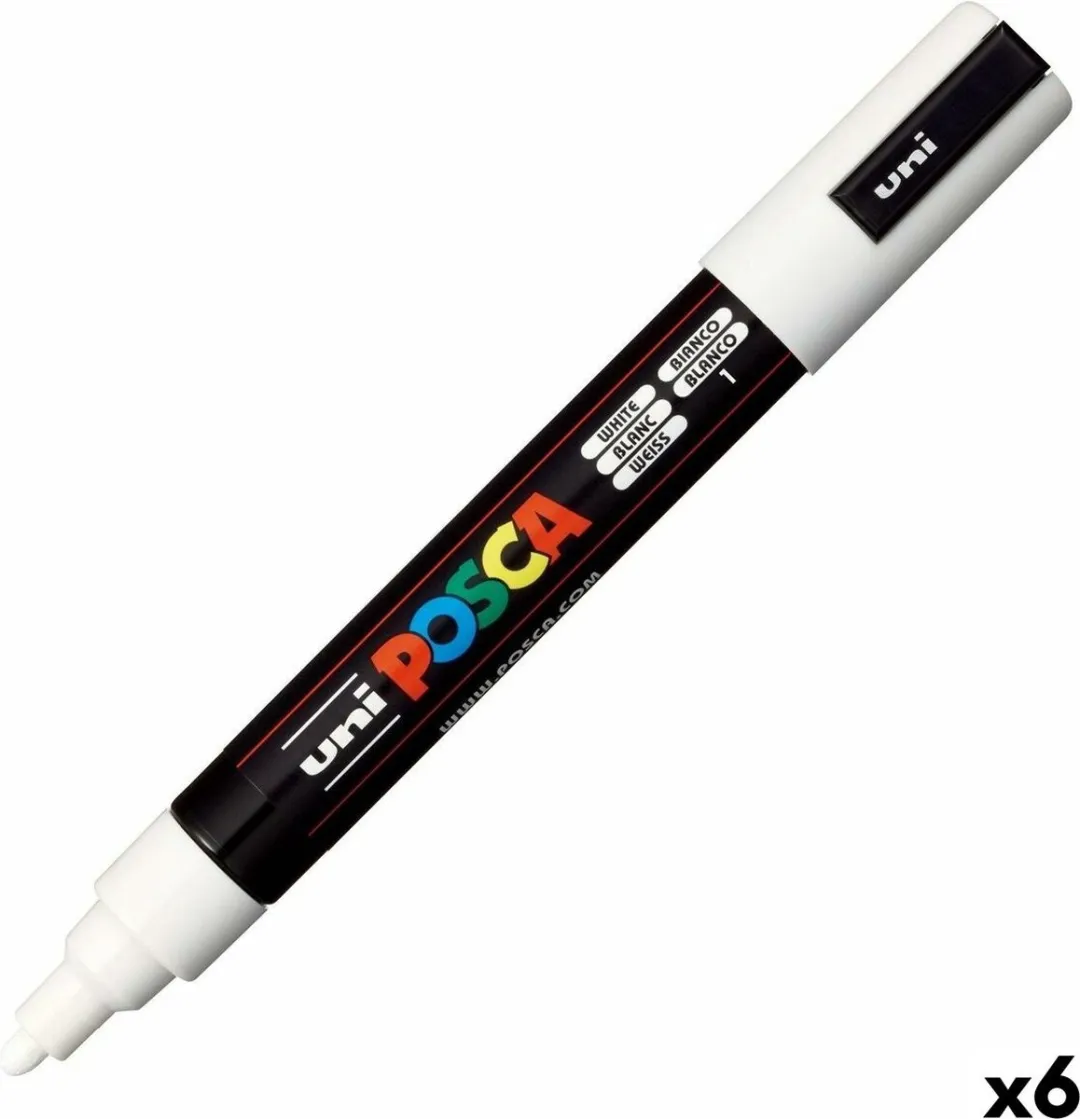 Posca PC-5M Medium Tip Verfstiften - Wit - 6 Stuks